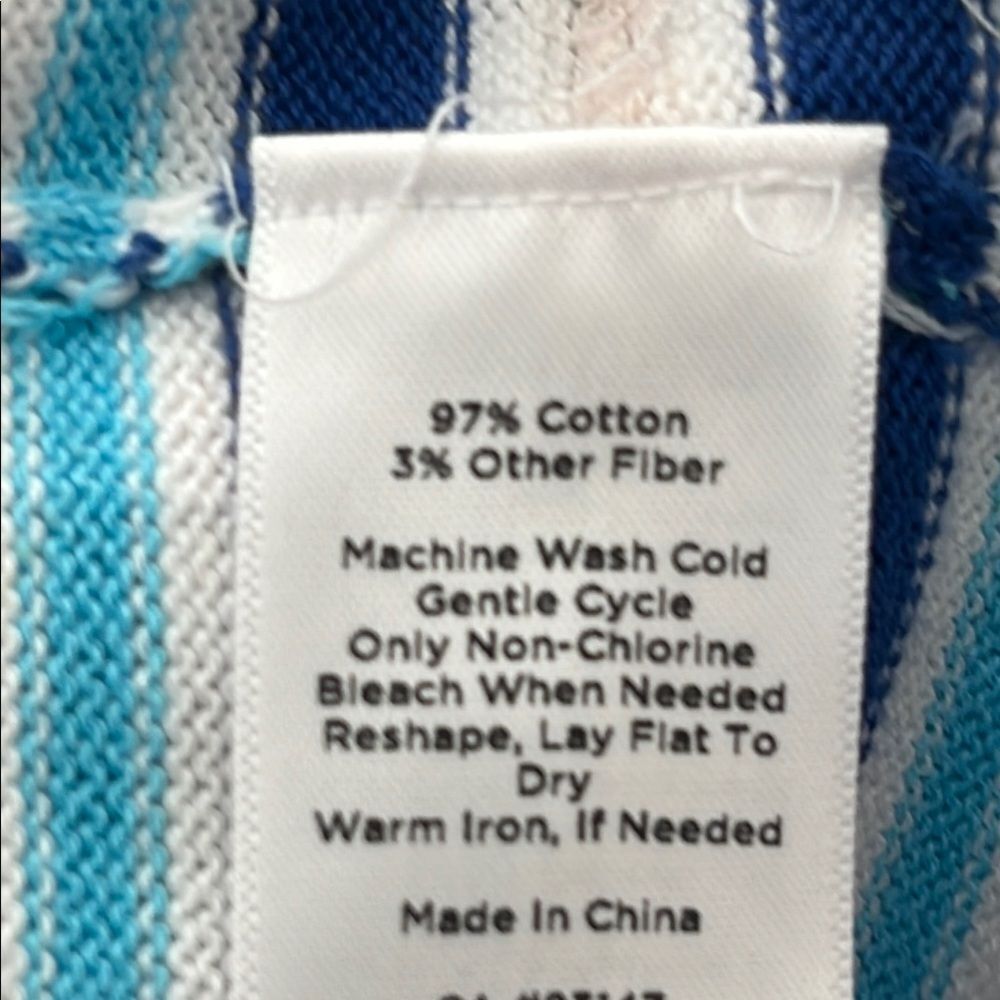 Talbots White and Multicolor Striped Sweater Ruffle Bottom - Picture 6 of 6